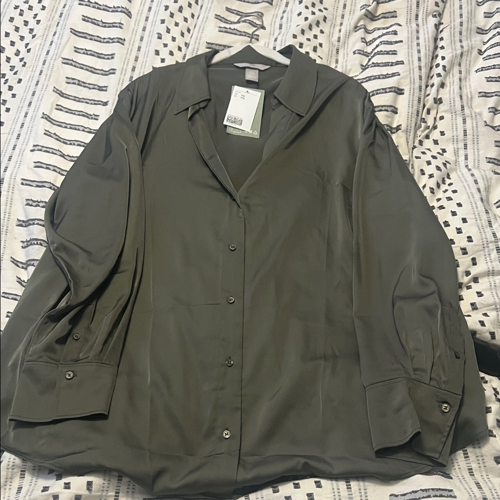 H&M Khaki Green Collared Shirt
